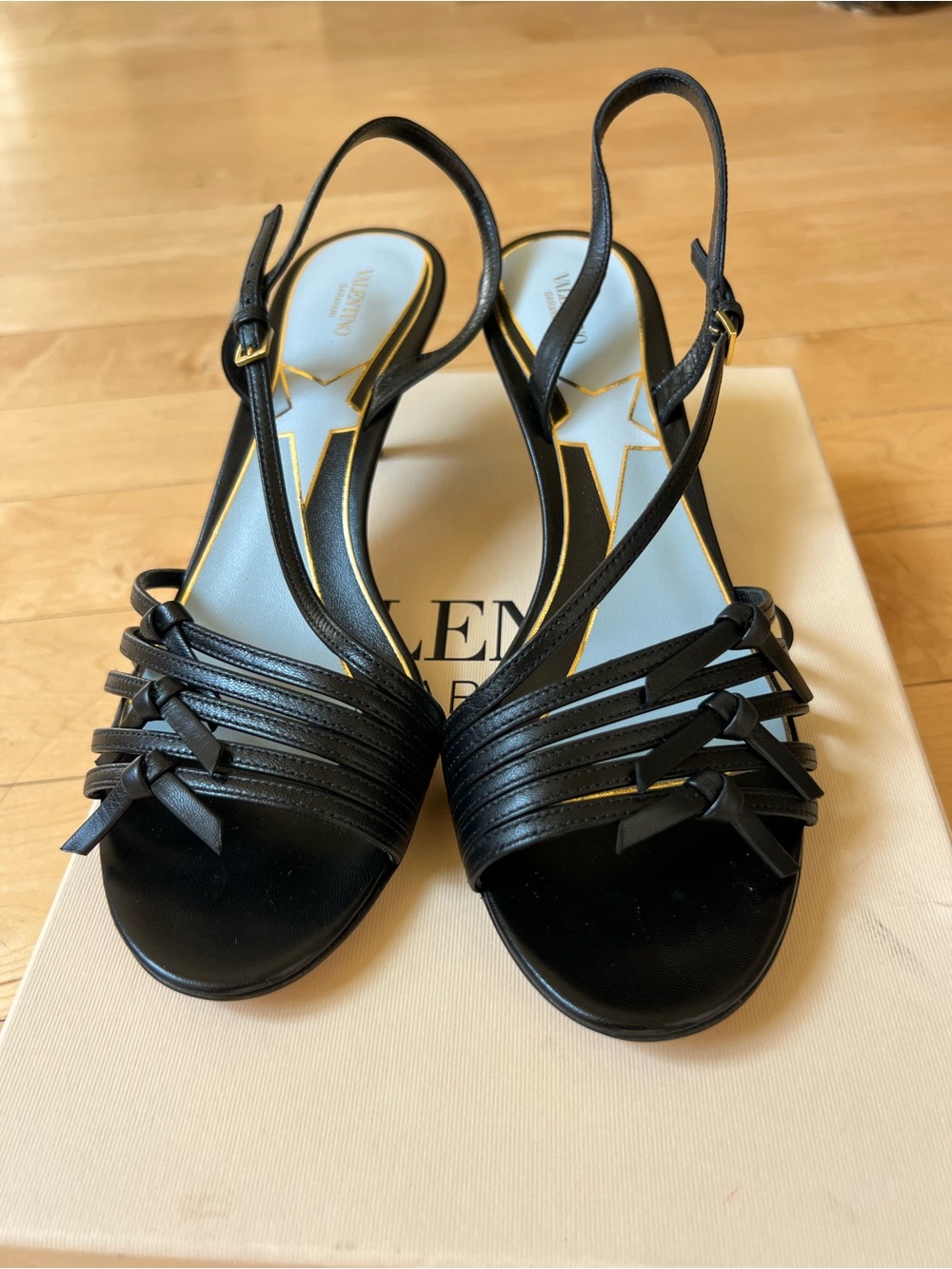 Valentino Black Leather Slingback Heels
